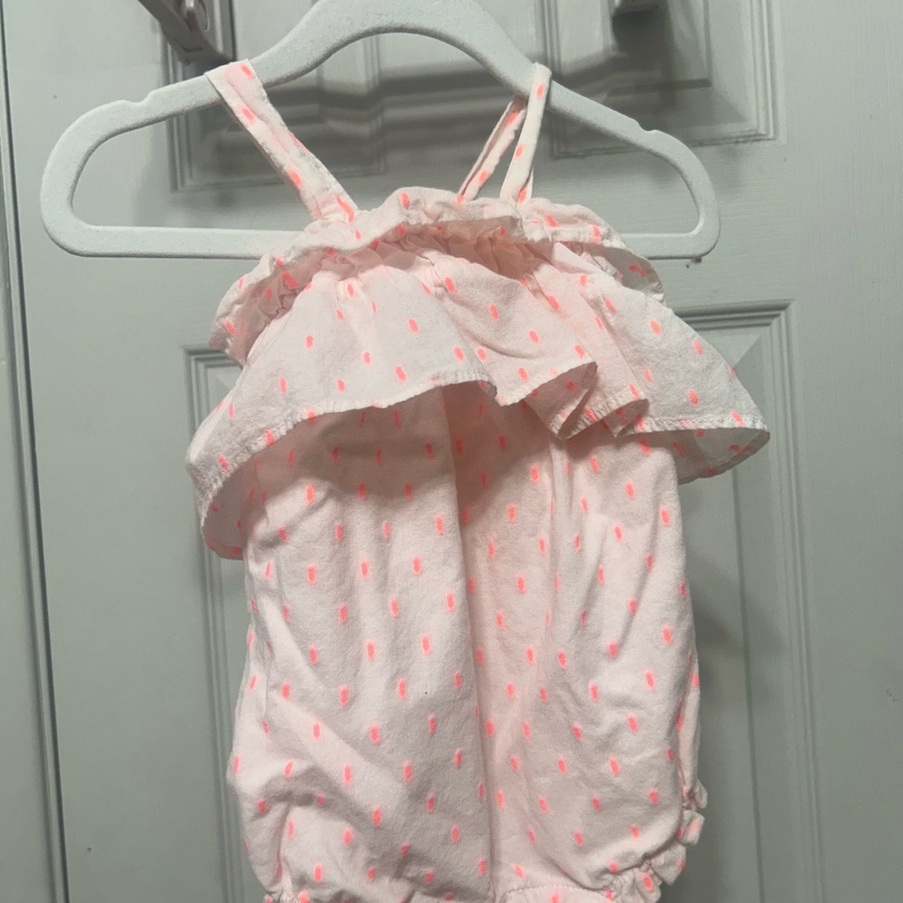 Janie and jack Cute Baby Romper with Neon Pink Dots